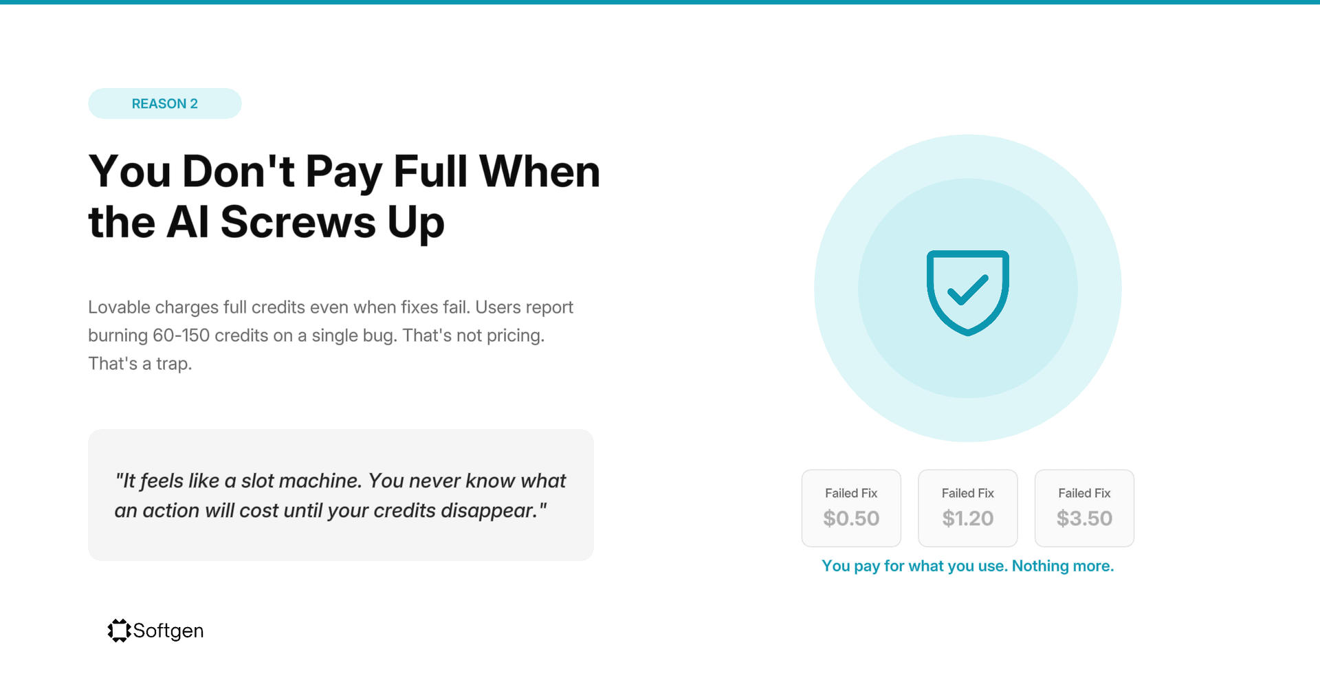 No charges for failed AI fixes